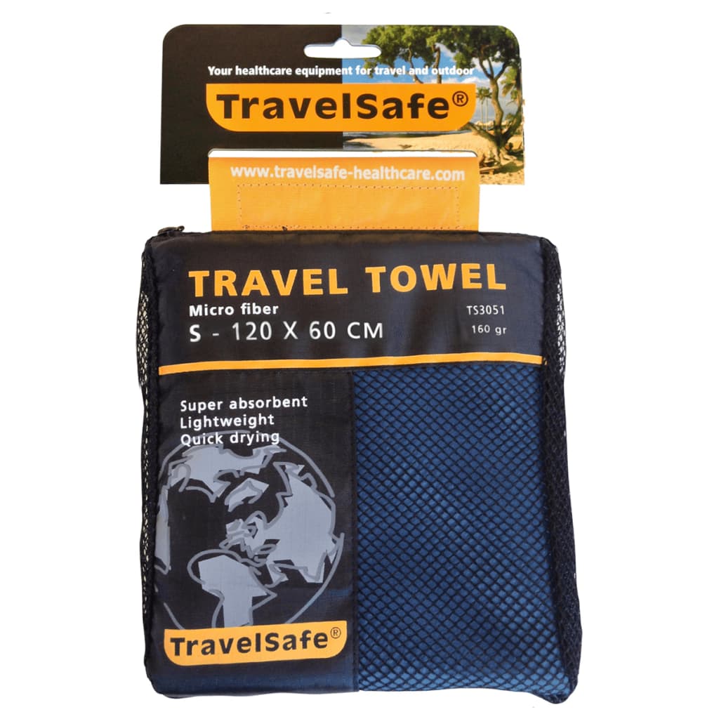  Travelsafe mikrofiber rejsehåndklæde størrelse S kongeblå Ts3051