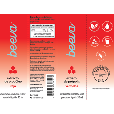 Beeva Red Propolis Extract 11% Solution Drops Combate infecciones e inflamaciones 30 ml 30 ml