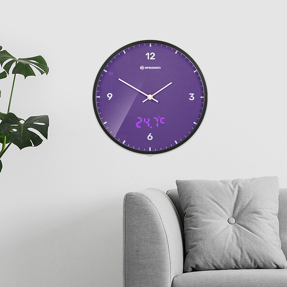 Ρολόι τοίχου MyTime LEDsec, ανοιχτό μωβ