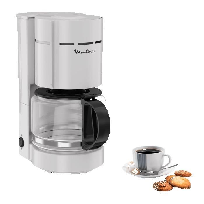 Cafetera de filtro Moulinex gris, con soporte giratorio para filtro, modelo Simpleo FG121B10