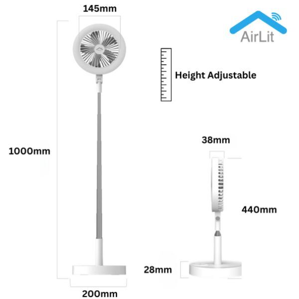 3-in-1-Schminkspiegel, tragbarer Smart-Ventilator und LED-Licht