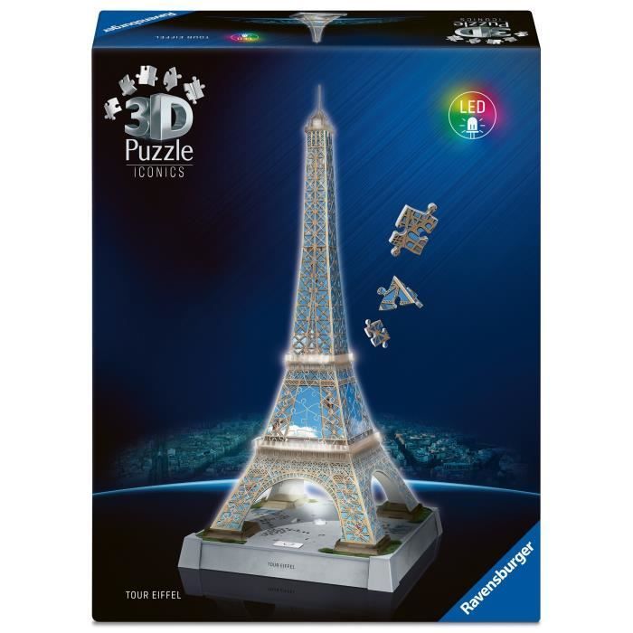 Rompecabezas 3D Iconics - Torre Eiffel iluminada