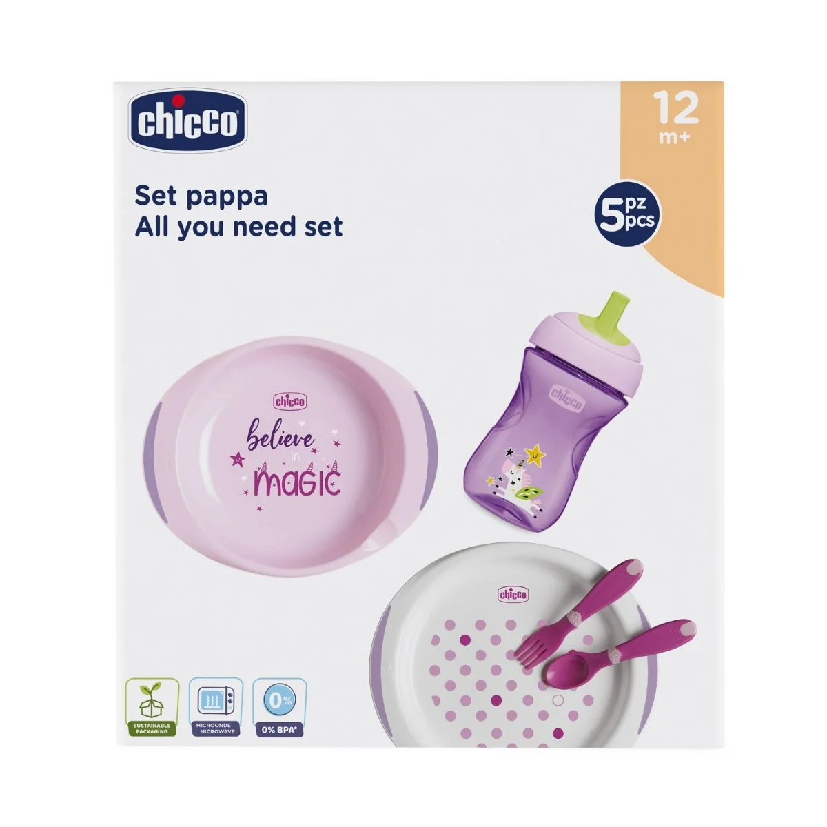 CHICCO Chicco Babynahrungsset ab 12 Monaten, rosa
