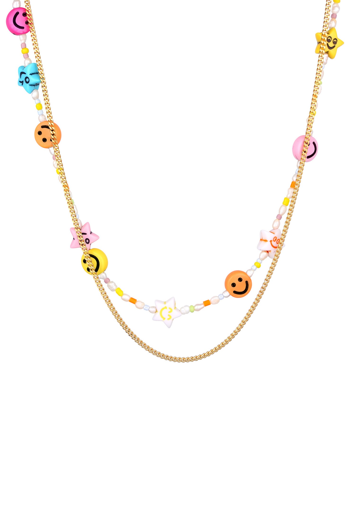Elli Femmes Couches avec Smiling face Tendance avec Perles de Culture d'Eau Douce en argent sterling 925 plaqué or