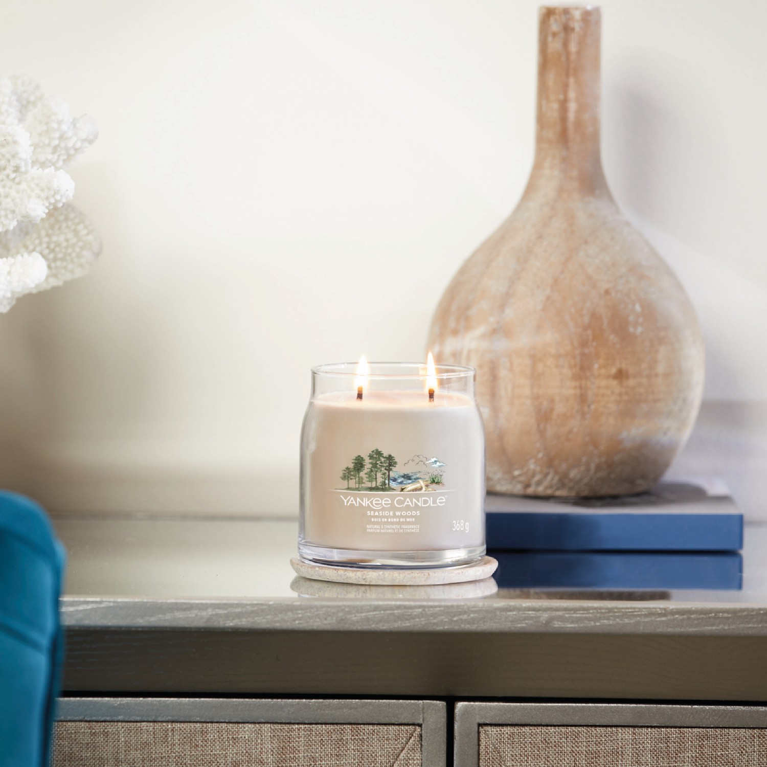 YANKEE CANDLE Moyenne Jarre Bois en Bord de Mer