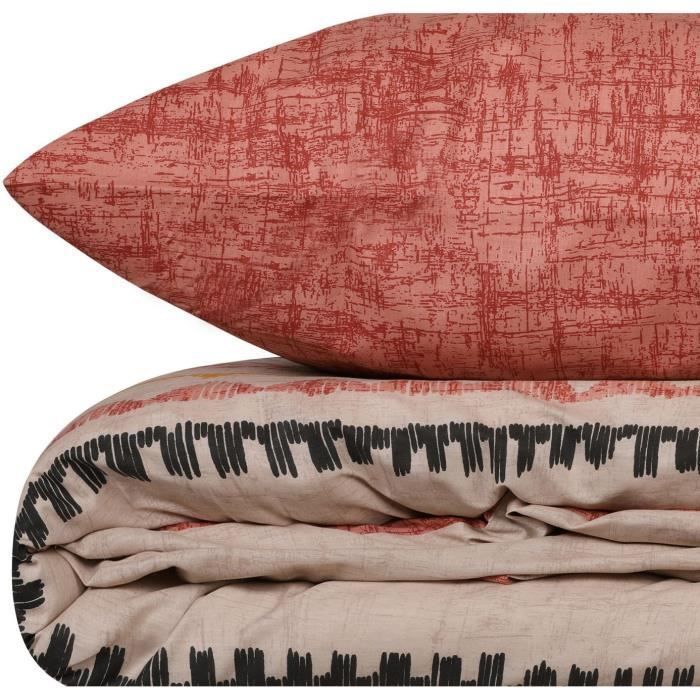 Beddenset - 1 dekbedovertrek 220 x 240 cm + 2 kussenslopen 60 x 60 cm - 100% versterkt katoen - Rood