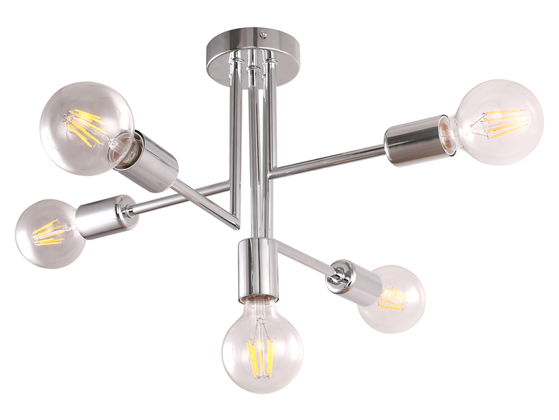 Lampa sufitowa Pipes 5-punktowa stalowa srebrna