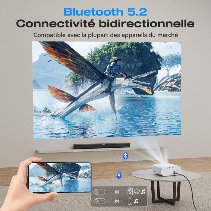 Vidéoprojecteur - ZOOMCAT - Mini - Full HD 1080p - 20000 lm - Certification Netflix, WiFi 6