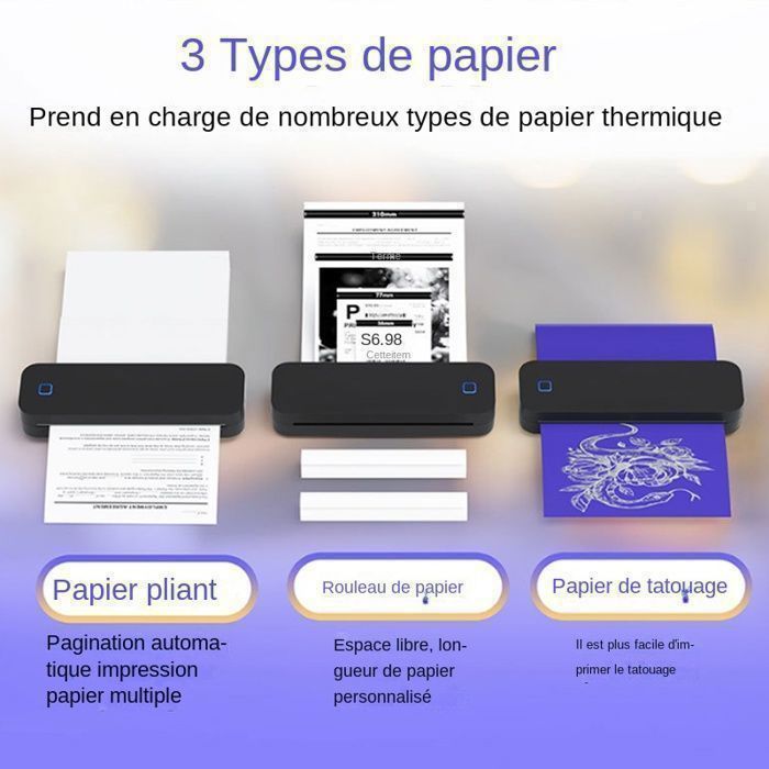 imprimante Bluetooth , Imprimante Thermique A4 (210*297mm),Compatible Android / IOS/Windows， aux familles de bureaux en plein air