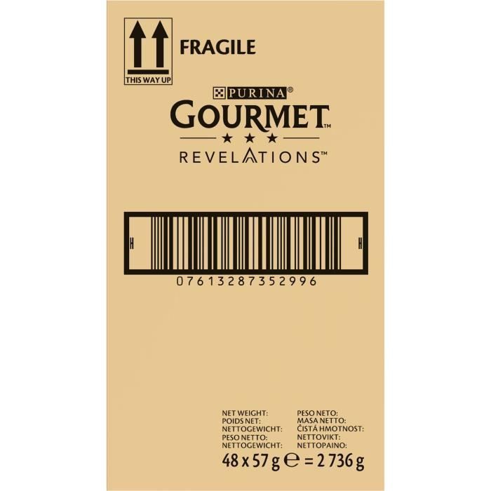 GOURMET REVELATIONS Mousseline au Poulet et au Bœuf nappée de sauce - 48 X 57g - Portions repas pour chats adultes