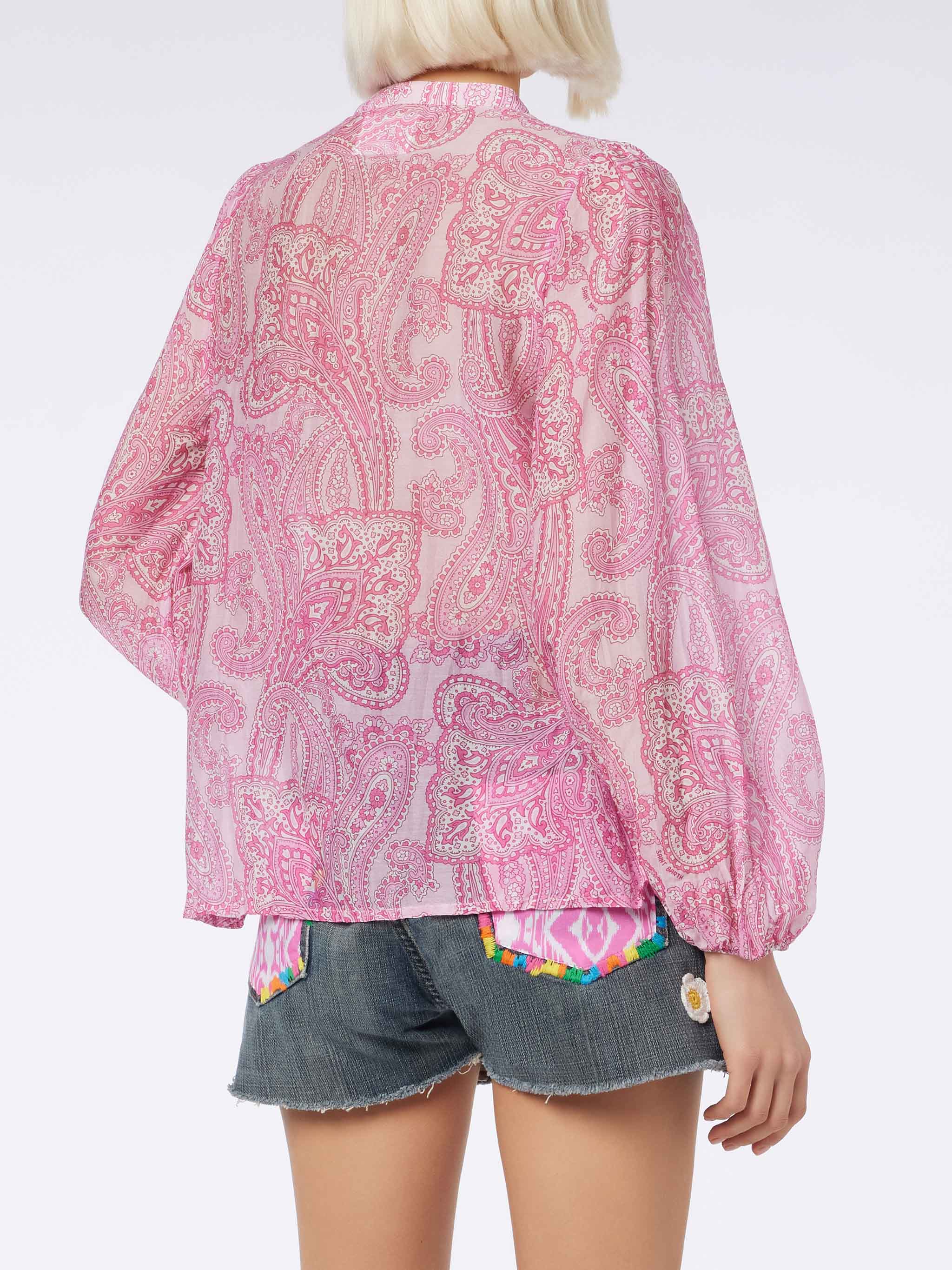 Damesblouse van zijden voile met paisleyprint in Harper-stijl