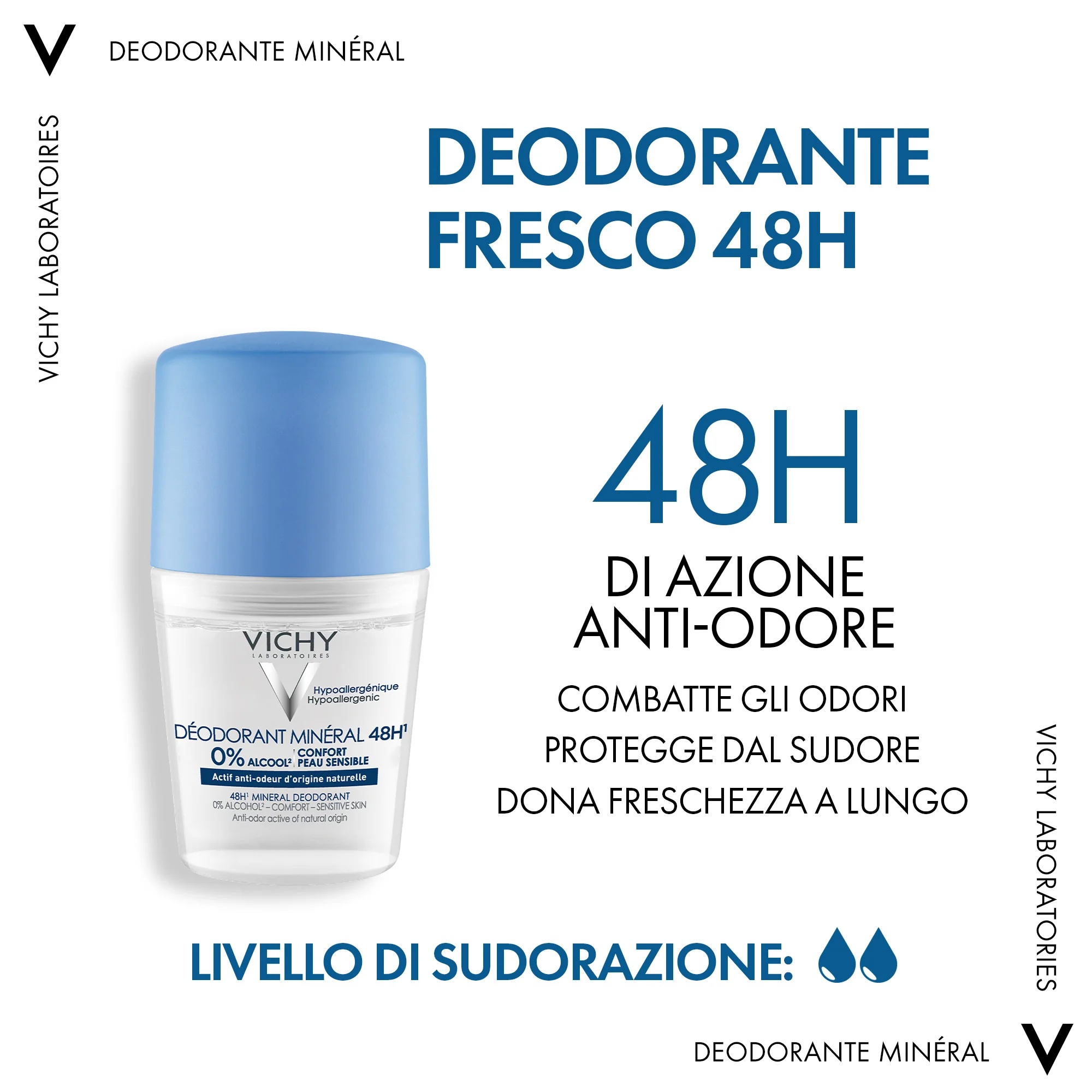 VICHY Desodorante Roll-On Mineral Vichy 50 ml Pele sensível ou depilada