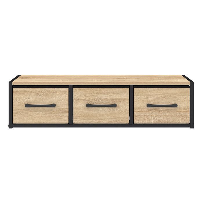 IDMARKET UTAH 3-Drawer Industrial Design Entryway Console Wall Shelf