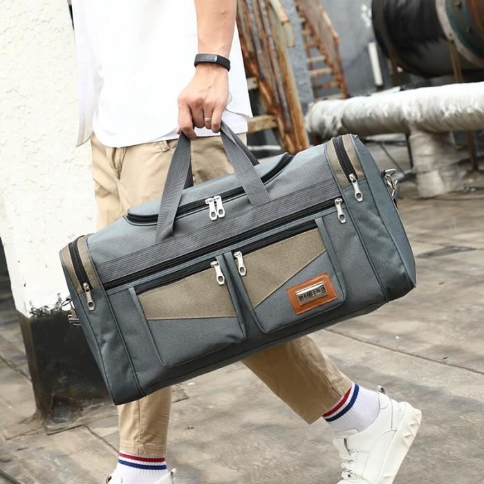 Bolsa de viaje - Oxford de alta calidad - Gran capacidad - Para hombre - Gris