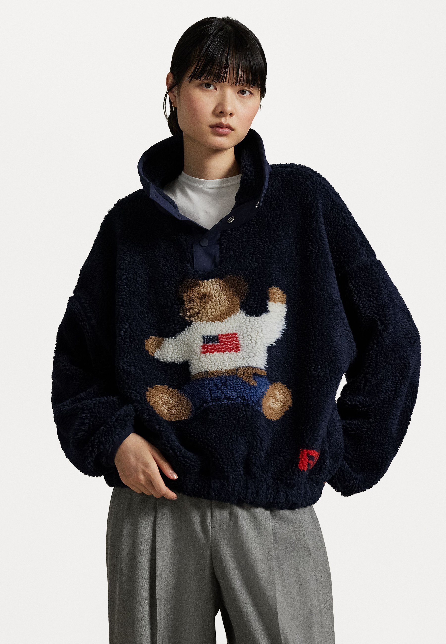 Polo Ralph Lauren Polo Bär High Flor Fleece-Pullover mit Stehkragen – Fleece-Pullover – Jägerblau