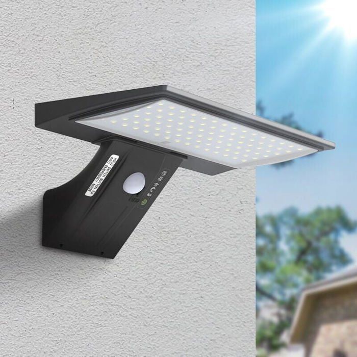 Buitenlamp op zonne-energie, 3000K, bewegingssensor, waterdicht, warm licht - inclusief afstandsbediening