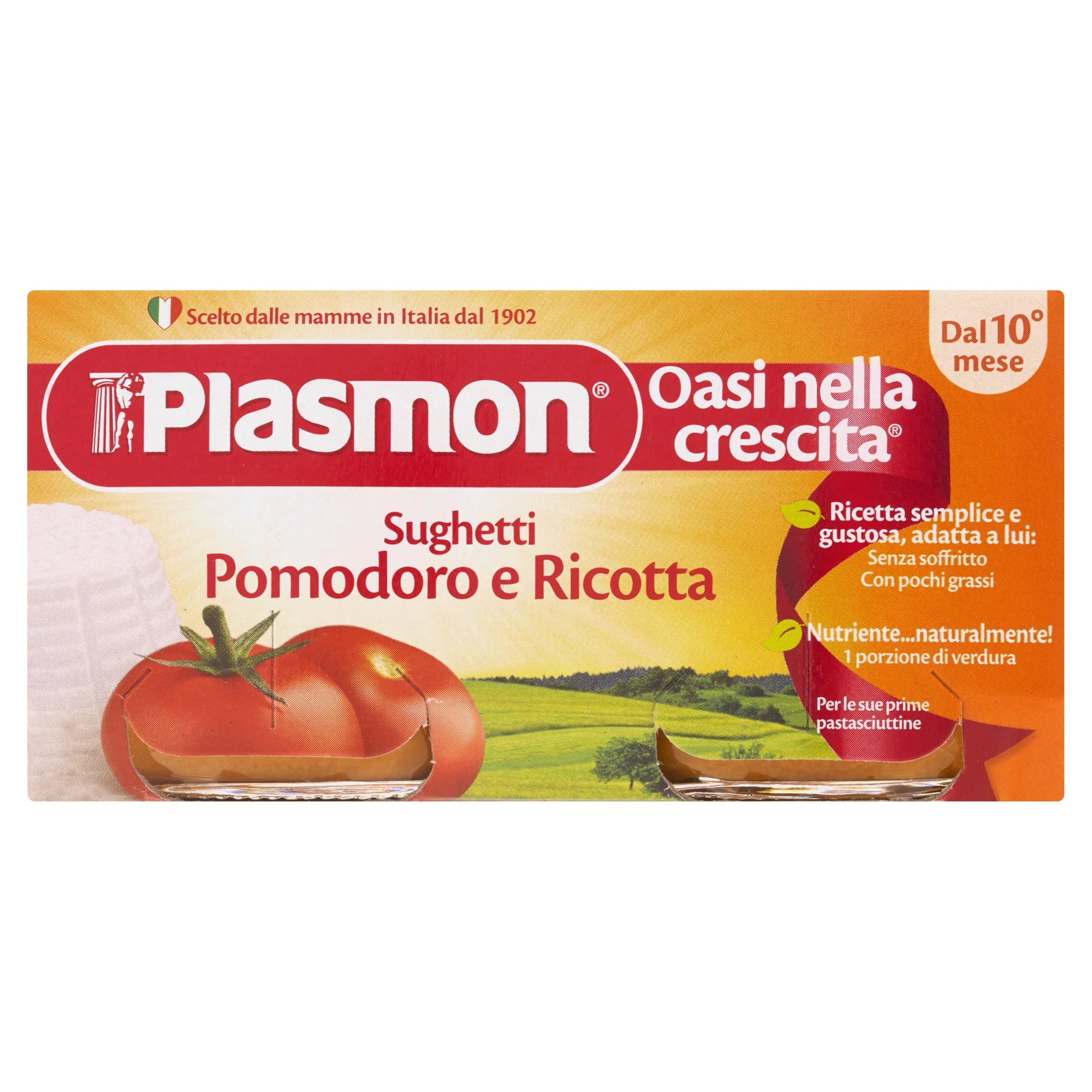 PLASMON Plasmon I Sughetti Tomate et Ricotta 2x80 g Nourriture pour bébé