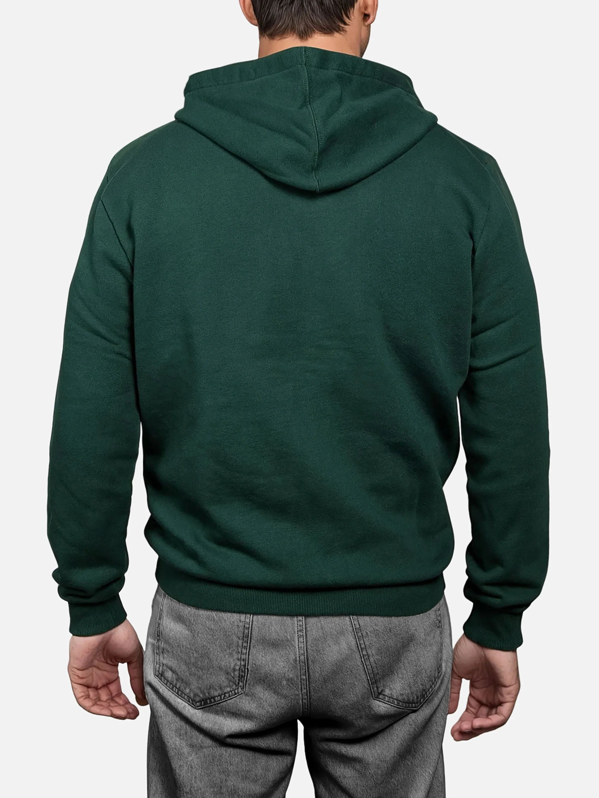 Mercer herenhoodie met rits in groen en St. Barth-borduurwerk.