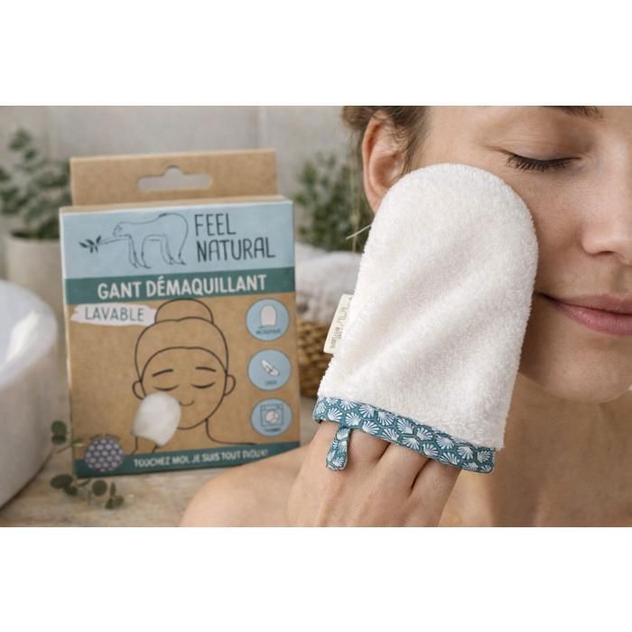 Luva removedora de maquiagem de microfibra lavável – Limpeza suave para rosto, olhos e lábios.