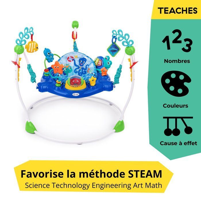 BABY EINSTEIN NEPTUNE Aire d'éveil bébé multi-jouets, Cadeau Noel bébé, pivotant 360°  Jouet tortue amovible, 13 jeux multilingues