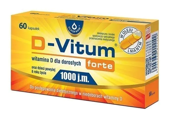 D-Vitum forte 1000 j.m., Witamina D dla dorosłych, Kapsułki