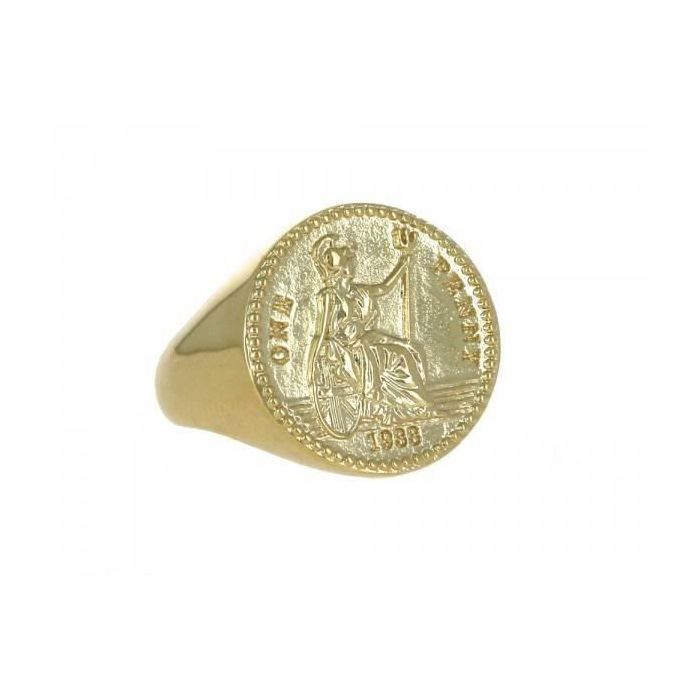 One Penny Coin Ring 1933, 3 Micron Gold Plated, Hallmarked - BIJOUXIA - Unisex Napoleon Style Ring