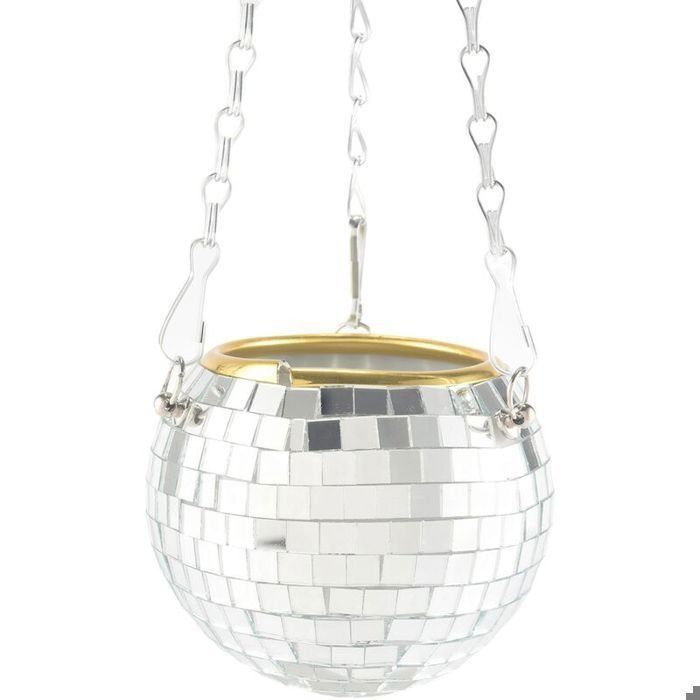 Pots de Jardin JardiniRes Boule Disco Pots de Fleurs en Plein Air Corde Panier Suspendu Mur Chambre Jardin A