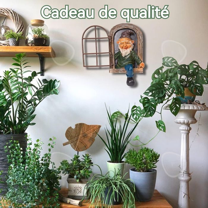 C Decoraciones de jardín 14,5x15x8cm Adornos de exterior Escultura de jardín Figura de gnomo Figura de gnomo de resina Regalo ideal