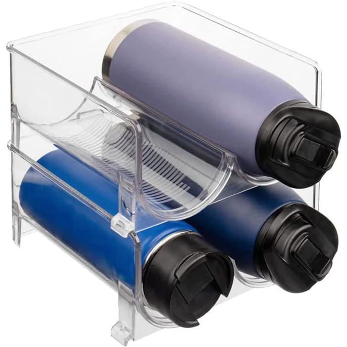 2 botelleros apilables de plástico - Para vino, agua - Para encimera, armario, nevera - Almacenamiento de cocina