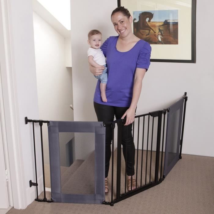 Safety gate - DREAMBABY - DENVER - 3 panels - 85.5-200 x 74 cm - Bidirectional - Black