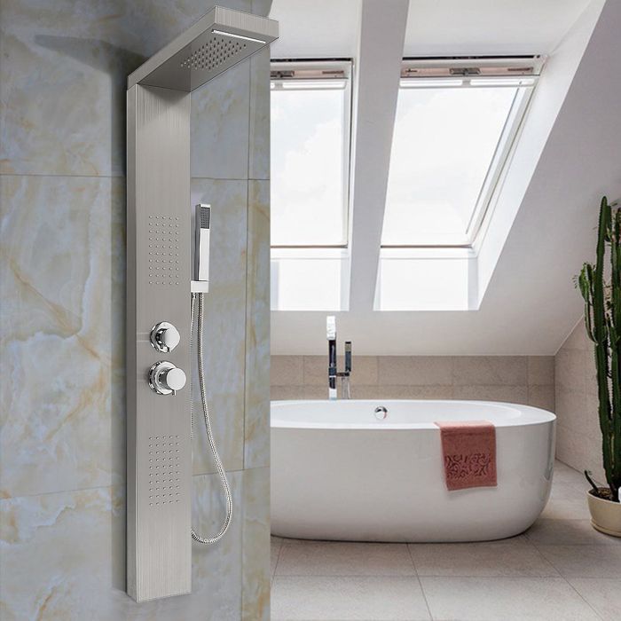 MIPAN. Panel de ducha de acero inoxidable - Columna de ducha mural - 15 * 47 * 130 cm - Estilo 2