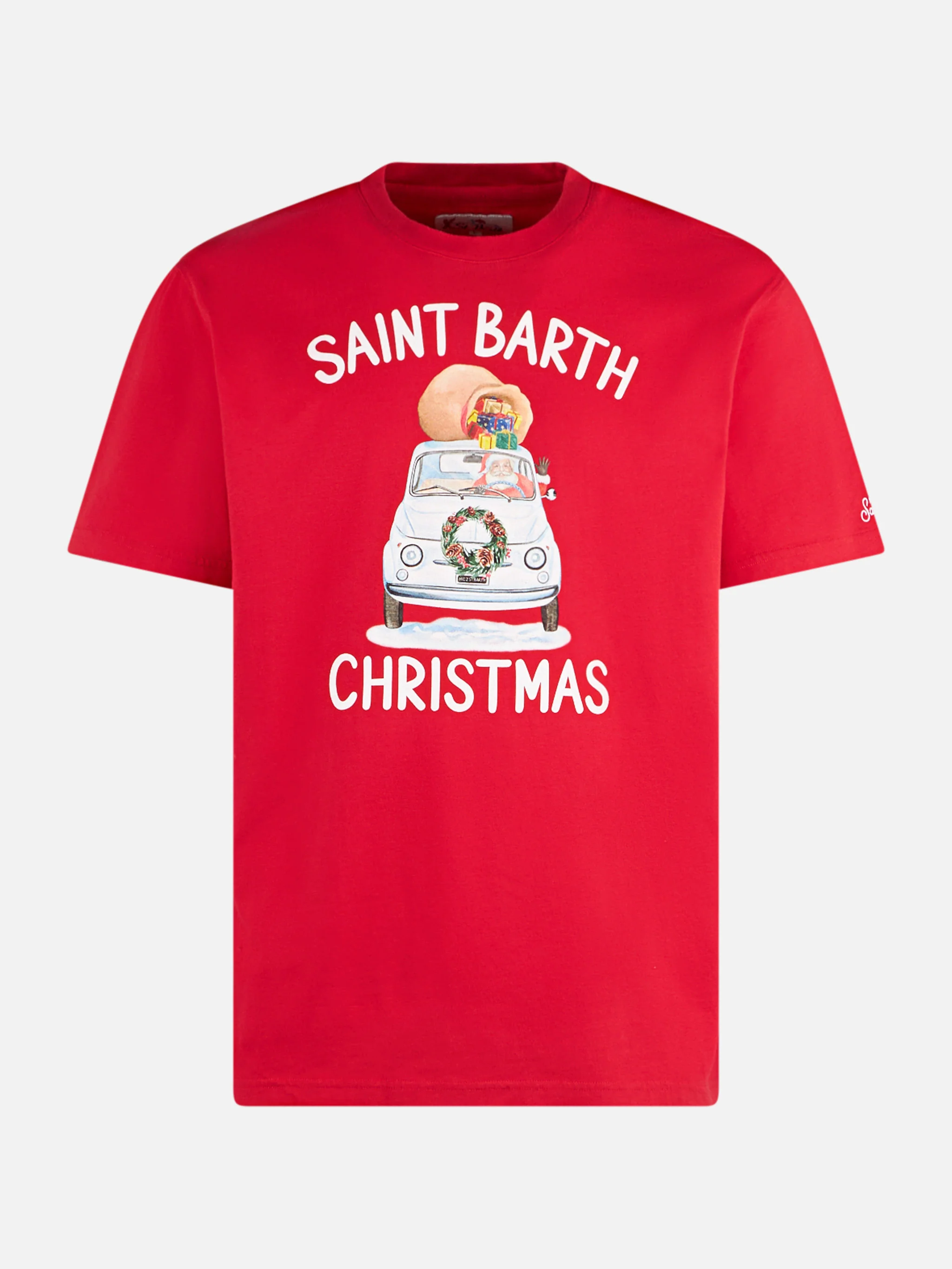T-shirt van zwaar katoen voor heren met kerstprint van Saint Barth.