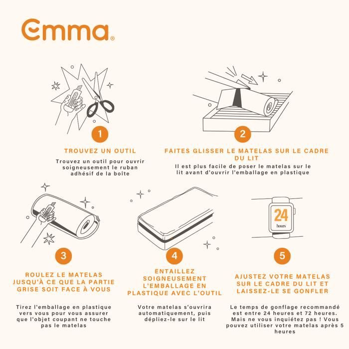 Lit Emma One Cocoon Lite 140x190 cm | Confort et praticité | Design et Confort | Facile à assembler | Tissu de haute qualité