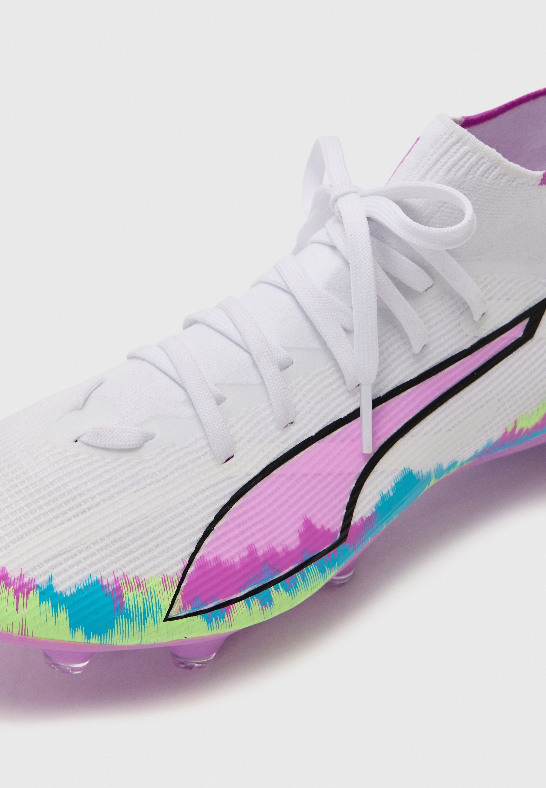 Chaussures de football Puma ULTRA 6 MATCH FG/AG - Terrain ferme - blanc/pomme pétillante/bleu turquoise/magenta pur