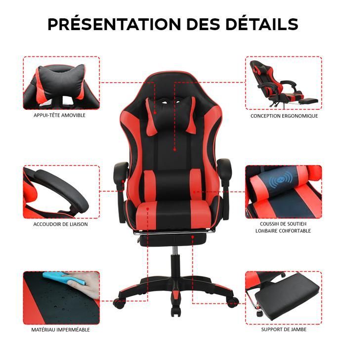Sedia da gaming ergonomica - Sedile da gioco - Reclinabile da 90° a 135° - Con poggiatesta - Rosa - Portata massima 150 kg