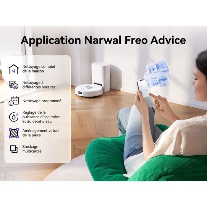 NARWAL Freo S - Robot Aspirateur Laveur - 8000 Pa - Autovidage 180 Jours - Navigation LDS - Cartographie 3D