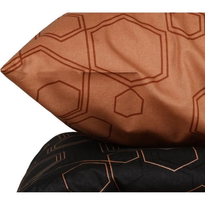 Juego de ropa de cama: 1 funda nórdica de 220 x 240 cm + 2 fundas de almohada de 60 x 60 cm - 100 % algodón reforzado - Cobre