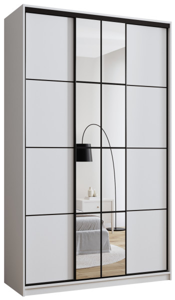 Biała szafa przesuwna z lustrem 150 cm EDGE MAX