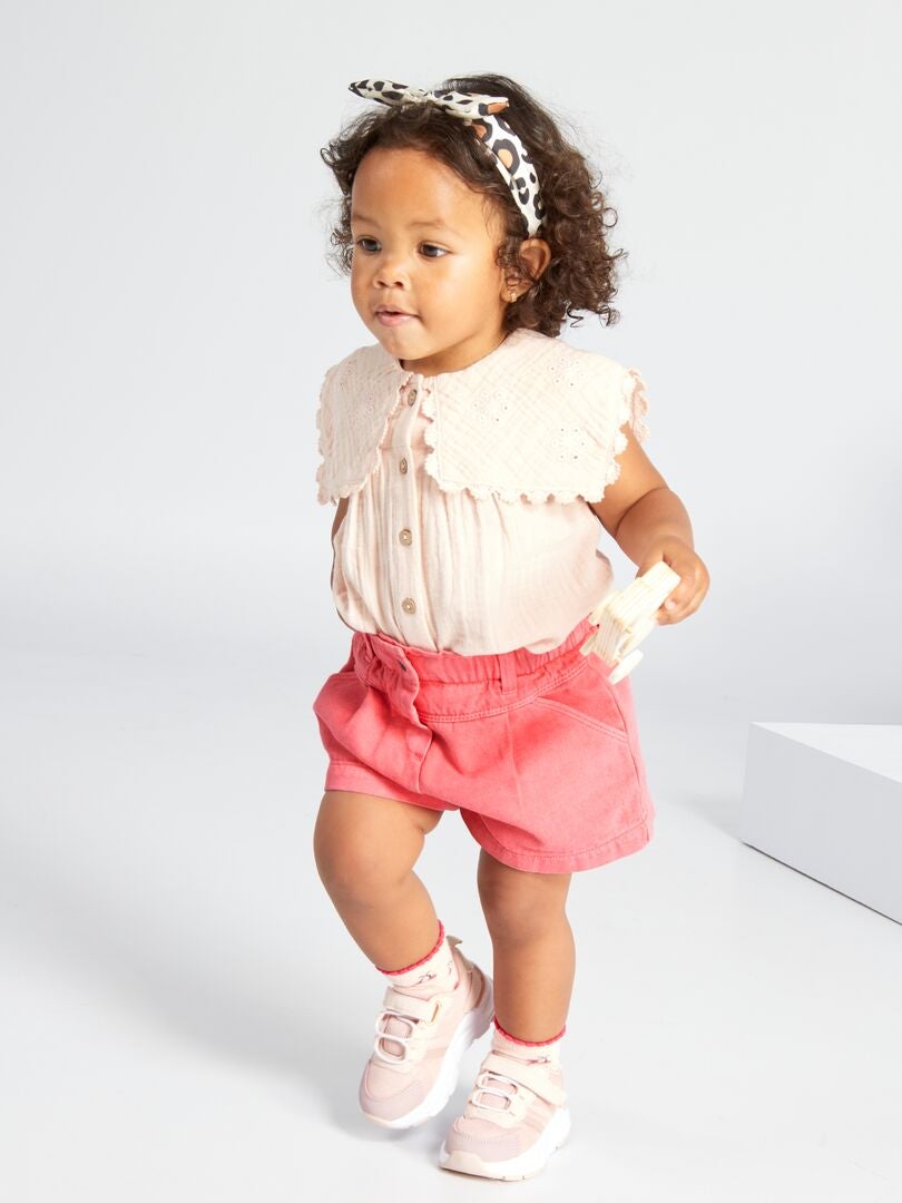 Blouse van katoenen gaas - ROZE