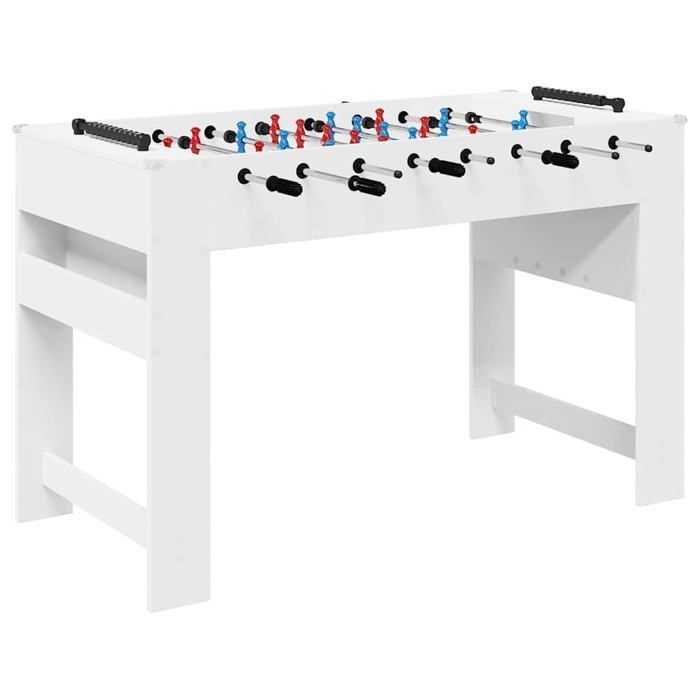 Table de baby-foot - vidaXL - Blanc - 125x60,5x80 cm - Bois d'ingénierie - Poignées antidérapantes - 22 joueurs