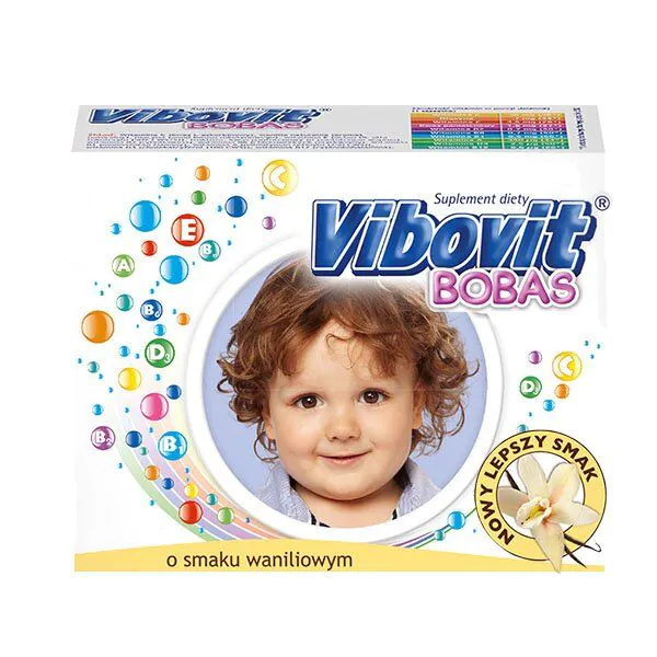 Vibovit Bobas, Zestaw witamin dla dzieci w wieku od 2 do 4 lat, Smak waniliowy, Saszetki