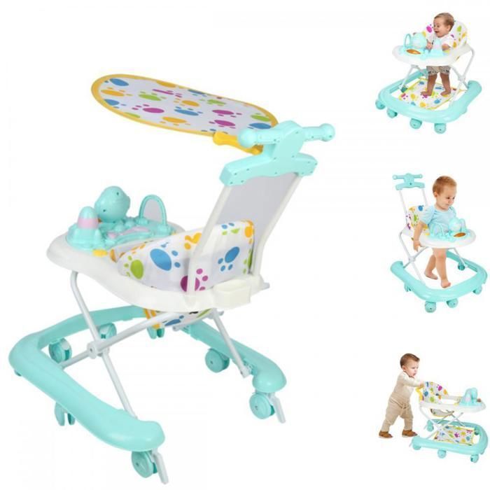 XUANYU Musical Baby Walker - From 6 Months - With 8 Wheels + Anti-Tip - Green
