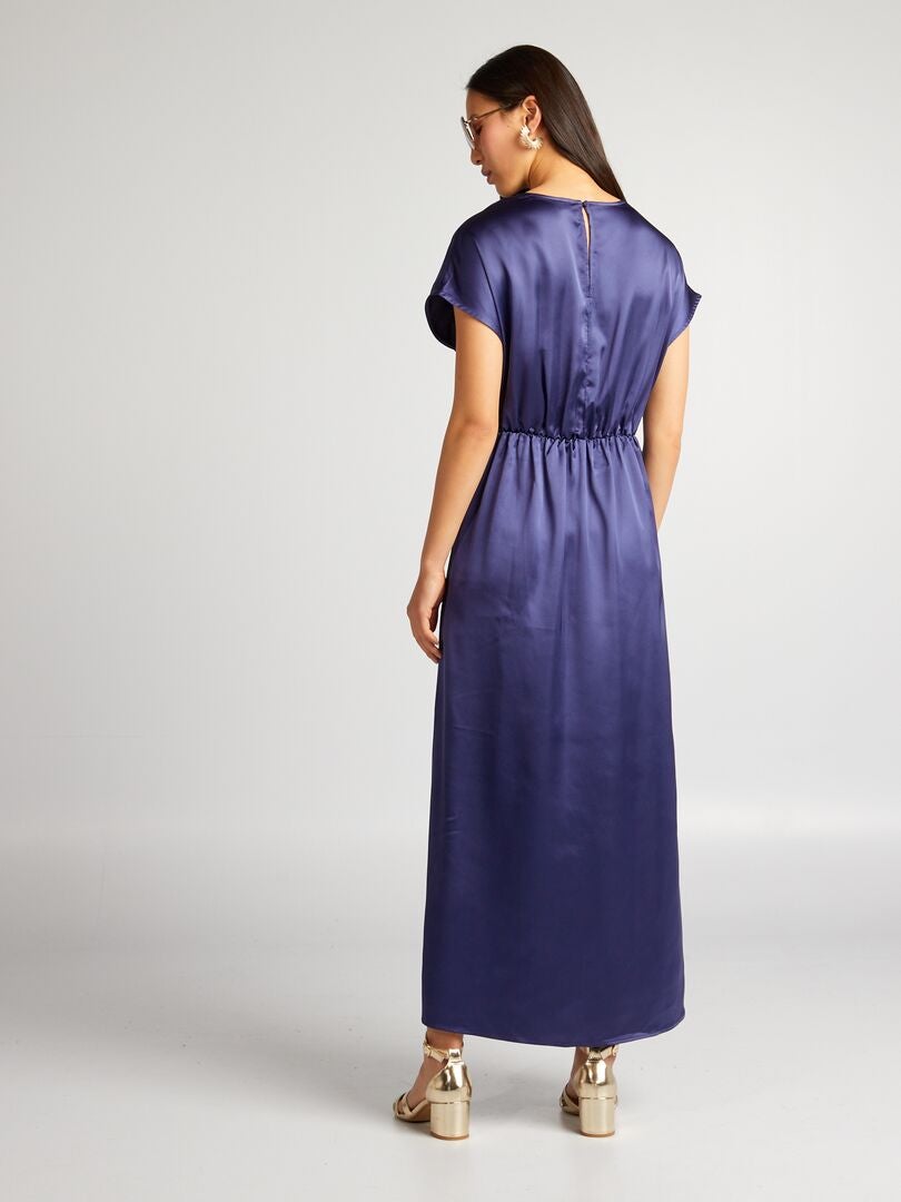 Vestido longo de cetim - AZUL
