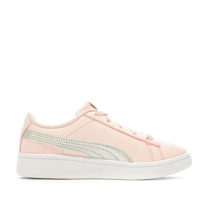 Baskets Rose/Gris pailleté Fille Puma Vikky Rainbow