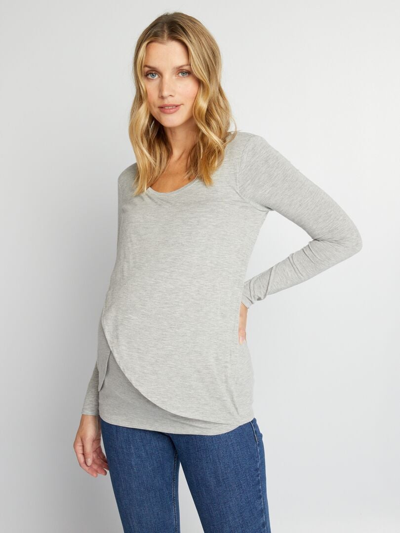 Verpleegkundig T-shirt met gekruiste voorkant - GRIJS