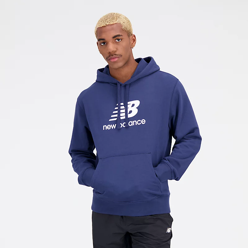 Hanorac Stacked Essentials pentru bărbați cu logo din tricot Terry - NB BLEUMARIN