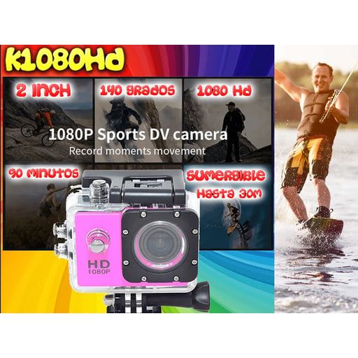 Câmera de ação esportiva à prova d'água com Wi-Fi e resolução Ultra HD 1080p