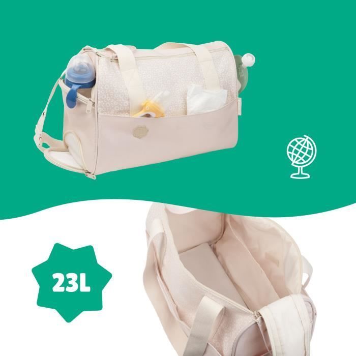 Bolso cambiador Badabulle Pocketstyle - Incluye cambiador, funda aislante, neceser y enganches para cochecito - Color crema y rosa claro