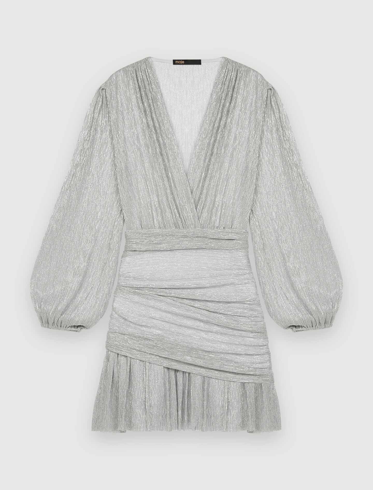 Rochie drapată din lurex - Argintiu