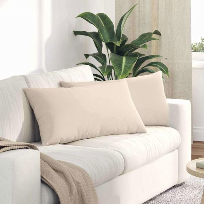 Almofadas para sofá - VIDAXL - 80 x 40 cm - Bege - Capas removíveis com zíper - Enchimento de poliéster